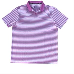 Nike Golf Striped Men's Polo Shirt, Dri-Fit, Pink white, size XL